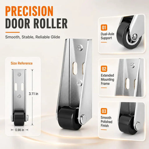 Heavy Duty Vertical Track Roller Wheels For Sliding Doors Featuring Silky Smooth Glide Rubber Casters As Bottom Guides To Fix Sticking Tracks And Level Up Your Closet Setup Without The Hassle Four Pack, shown with size reference.