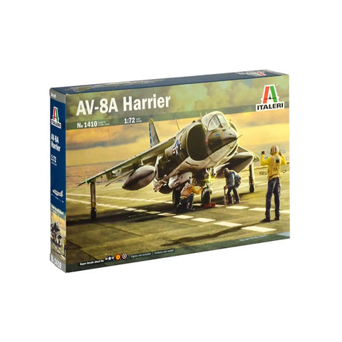 1:72 AV8A Harrier Model Kit Unbuilt Plastic Aircraft Build Set For Scale Builders Featuring Dope Detailed Twin Engine Jet Bubble Glass Cockpit Double Tailfin Assembly Required Glue And Paint Not Included Diorama Ready box