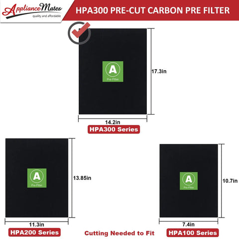 Replacement Filters Kit For HPA300 Series Air Purifiers With HRF R3 HEPA Filters And 6 Pre Cut A Carbon Pre Filters chart