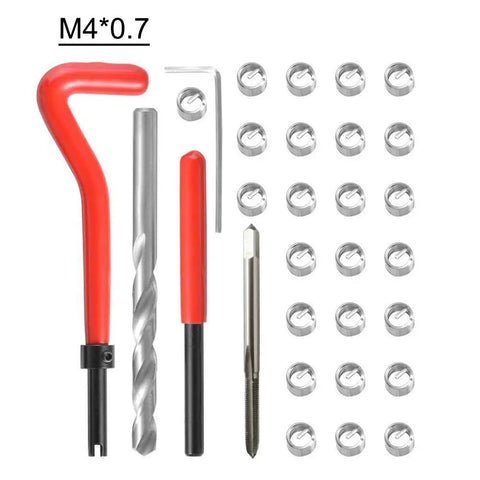 30 Piece Metric Thread Repair Kit With Threaded Inserts And Installation Tool For M3 M4 M7 M9 M11 Helicoil Style Coils Restore Damaged Tapped Holes In Soft Metals And Prevent Wear Pro Grade DIY Ready, includes tools and threaded inserts, size M4