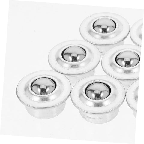 Close-up of 12 Pack Metal Ball Bearing Casters with Protective Covers for Furniture and Equipment, durable silver finish