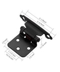 Heavy Duty Slick Black Cabinet Hinges Half Inch Full Overlay 60 Pack With No Mortise Required Effortless Setup Smooth Swing Real Deal Home Improvement Upgrade Fast showing dimensions and design.