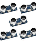 HC-SR04 Ultrasonic Distance Sensor Module For Arduino UNO MEGA2560 Nano Projects XBee ZigBee Five Pack With Precise 2cm-500cm Range And 0.3 cm Accuracy Angled Detection Under 15 Degrees, five modules