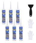 Concrete Crack Filler For Outdoors Waterproof Sealant, Self Leveling Driveway Repair Patch, 6 pack with scraper and gloves