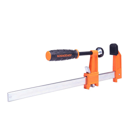 Beefy 12 Inch Opening Heavy Duty Steel Bar Clamp with Protective Pads Orange for Cabinet Making and Woodworking