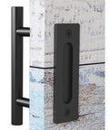 10 Inch Sliding Barn Door Handles And Pulls Set Rustic Double Sided Hardware Heavy Duty Matte Black Powder Coat Finish Easy Install Solid Steel