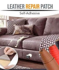 Large Self Adhesive Leather Repair Patch For Furniture Couches Chairs And Car Seats Quick Fix Reupholster Leather Patches 0.6mm Thick Easy Peel And Stick Black 19 By 50 Inch shown on a couch with color options.