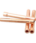 Heavy Duty 4 Pack TIG Welding Torch Collets Kit 10N22 Through 10N25 Fits WP17 WP18 WP26 Air Cooled Torches Copper Gas Lens Nozzles For 1mm To 3mm Rods showing four copper collets arranged together.