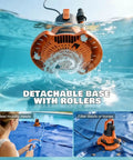 Upgraded Go-To Pool Cover Pump With Dual Outlets 1HP Submersible Sump Pump 3500GPH Beast Portable Water Transfer Pump visible underwater