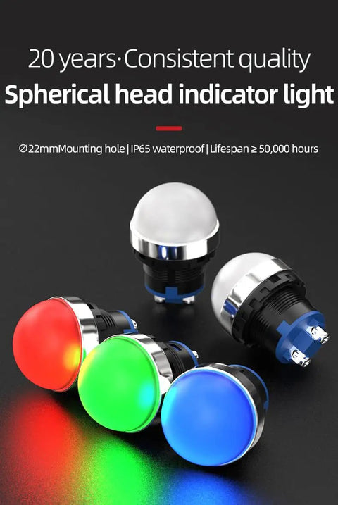 Heavy Duty Industrial LED Indicator Lamp 24V Green Continuous Light Switch IP65 Waterproof And Dustproof Warning Signal Light