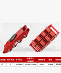 Heavy Workhorse Furniture Dolly And Steel Machine Skates With Six Ton Load Capacity featuring red frame and sealed rollers for easy movement.