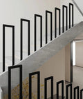 Floor Mounted U Shaped Stair Handrail Matte Black Heavy Duty Iron Railing Indoor Outdoor Steps in modern staircase.