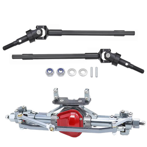 Beefy Hard Steel Front CVD Drive Shaft For 1 Tenth Axial SCX10 I Straight Front Axle RC Crawler Upgrade Parts shown with axle