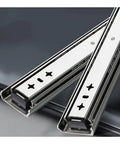 Heavy Duty Ball Bearing Drawer Slides 14 Inch Full Extension Side Mount Glides Handles 265 Lbs Loads Works Like A Dream Cold Rolled Steel With Durable Zinc Finish 10 Pair Pack close-up of smooth glides.