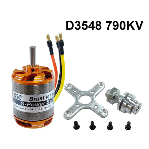 D3548 Beefy Brushless Outrunner Motor 790KV for 2-5S Li-Po RC Multicopter, 5mm shaft, banana plug adapters, mounts included