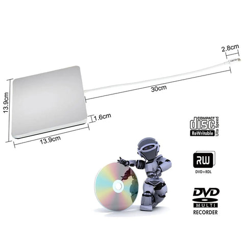 USB-C External DVD CD Drive Reader And Burner For MacBook Air Pro iMac Mini And Windows Laptops Plug And Play No Driver Install No Software Install Anti Shock Low Power Ultra Portable Silver, 13.9cm
