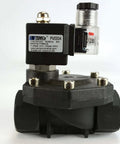 1 Inch BSPP Electric Solenoid Valve For Air Water Gas And Liquids, Normally Closed 110V AC, Plastic Body, Side View