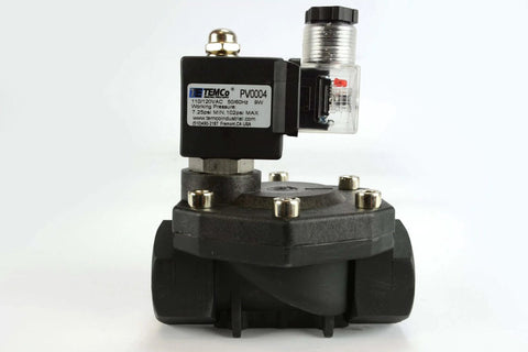 1 Inch BSPP Electric Solenoid Valve For Air Water Gas And Liquids, Normally Closed 110V AC, Plastic Body, Side View