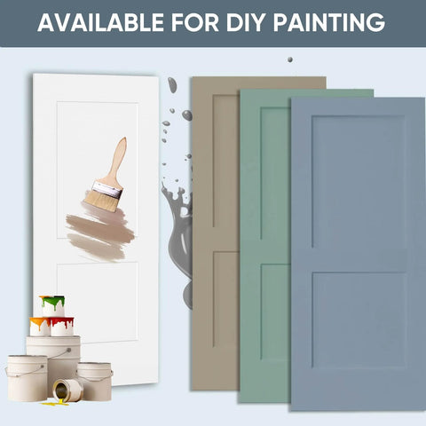 36 By 84 Inch Sliding Barn Door Kit, White Primed Composite Interior Slab With 2 Panels, Preassembled Solid Core, Paintable Surface.