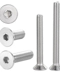 Built Tough 1/4-20 Flat Head Socket Cap Screws Set 1/2 Inch Countersunk Bolts A2-70 Stainless Steel Allen Hex Drive Fully Threaded
