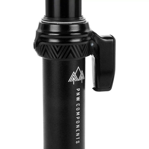 Close-up of Coast Suspension Dropper Post With Air Suspension For Gravel And MTB External Routing 100mm Travel 27.2mm Diameter