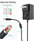 24V 1A Power Adapter From 100V To 240V AC To 24V DC UL Listed With 5.5mm By 2.5mm Plug And Five Tips 6 Ft Cable polarity guide