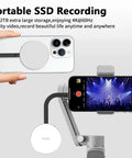 Magnetic Portable SSD 1TB For iPhone MagSafe attached, recording concert video in 4K, USB 3.2 Gen 2x2, sleek design