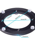 Badass Heavy Duty Six Inch Aluminum Alloy Turntable Bearing Base Black Lazy Susan Rotating Swivel Plate measuring dimensions in inches