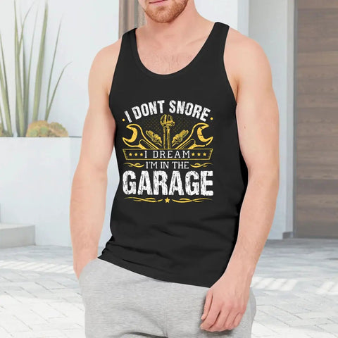 Real Deal Cotton Tank Top Men Sleeveless Muscle Tee Breathable Summer Gym Wear Relaxed Fit Workout Shirt For Hard Working Mechanics And Grease Monkeys, black design with garage-themed graphic.