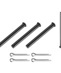 4 Pack M10x95mm Single Hole Clevis Pins Black Workhorse Hardware for Farming Aviation Construction Rigging and Furniture Projects Durable Linkage Pins for Easy Quick Release, 4 black pins with split pins