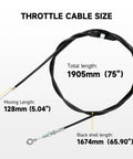 Go Cart Throttle Cable Kit 75 Inch For Predator 212cc 196cc VM22 VM24 GX160 GX200 showing cable measurements