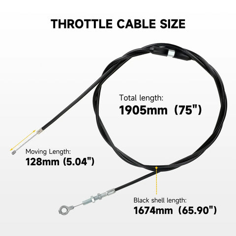 Go Cart Throttle Cable Kit 75 Inch For Predator 212cc 196cc VM22 VM24 GX160 GX200 showing cable measurements