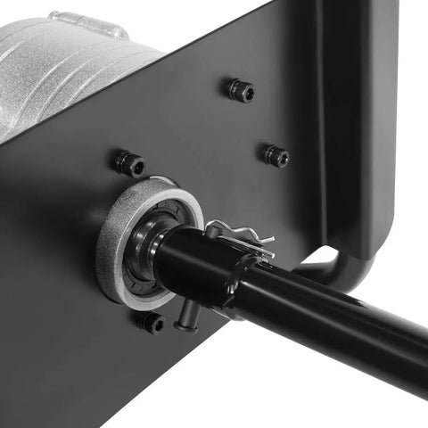 Close-up of 1500W Electric Post Hole Digger Earth Auger With 6 Inch Bit Set mechanism and safety lock feature