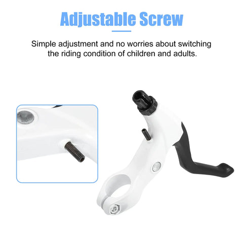 Universal 22mm Aluminum Alloy Bicycle Brake Lever Set for Road and Mountain Bikes, white, featuring adjustable screw for easy installation.