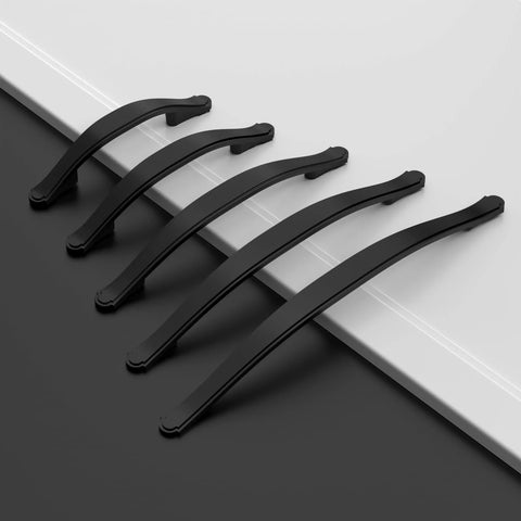 10 Pack Matte Black Cabinet Pulls 3 Inch Hole Center Cabinet Hardware For Kitchen And Bathroom Dresser Handles ZH0068 shown on surface