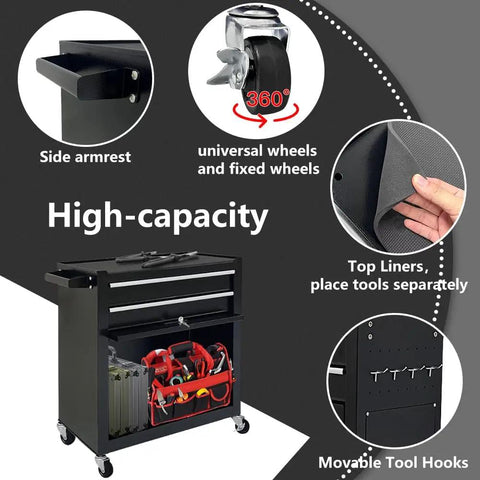 Heavy Duty Eight Drawer Rolling Tool Chest With Lockable Metal Cabinet For Garage And Workshop Setup Detachable Top Box Tough As Nails Steel Build For No Nonsense Shop Organization In Black