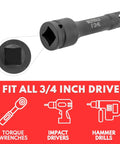 6 inch Heavy Duty 3 Piece 3/4 Inch Drive Impact Extension Bar Set With 4 6 And 10 Inch Options for auto repair.