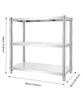 3 Tier Stainless Steel Storage Rack Built Rugged And Hella Solid Vertical Organizer For Kitchen Pantry Garage Waterproof Heavy Duty Multi Tier Utility Shelf 31.5 Inches with dimensions 80x40cm.