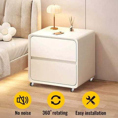 Nightstand with 1.5 Inch Heavy Duty Furniture Caster Wheels Set of 4 Rubber No Squeak Swivel Castors for quiet roll and easy move
