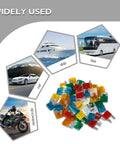 Heavy Duty Standard Automotive Blade Fuses 120 Piece Assortment Corrosion Resistant Zinc Alloy Housing in use for car, bus, ship, motorcycle.