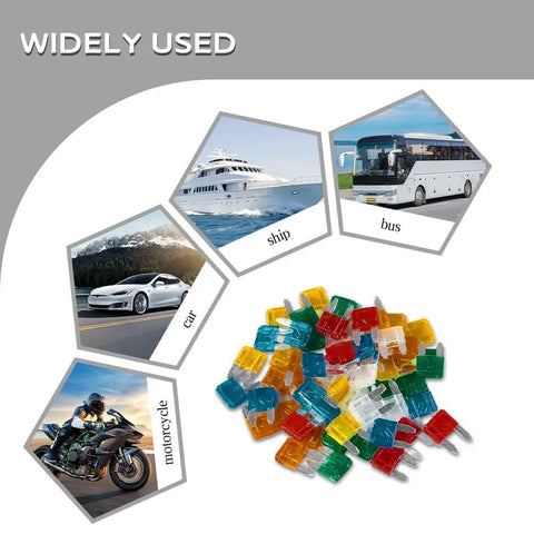 Hella Durable 120 Piece Car Fuse Assortment Kit With Heavy Duty Puller Tool next to automotive and marine vehicles.