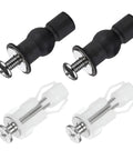 Stainless Steel Toilet Seat Screws Kit with expanding rubber and plastic nuts; universal top mount bolts for loose hinges replacement.