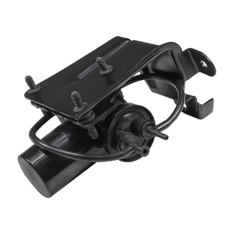 Black electric vacuum pump with mounting bracket and hoses for Ford F-Series and Dodge Ram trucks