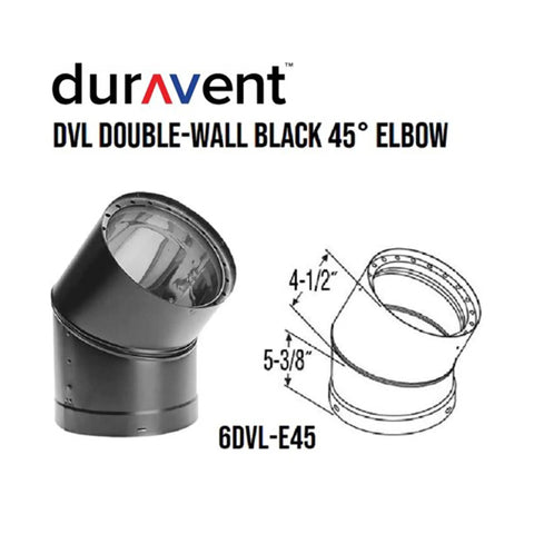 Heavy Duty Double Wall 6 Inch 45 Degree Elbow Vent Connector For Wood Burning Stove Galvanized Steel And Stainless Steel DVL Style