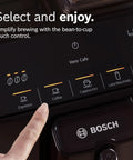 Close-up of touch control panel on Fully Automatic Espresso Machine With Ceramic Burr Grinder for easy brewing options.