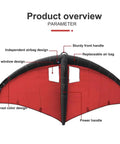 Diagram of Inflatable Windsurfing Wing With Window For Handheld Wing Foil Kite Surfing And Water Play, showing features and handles.