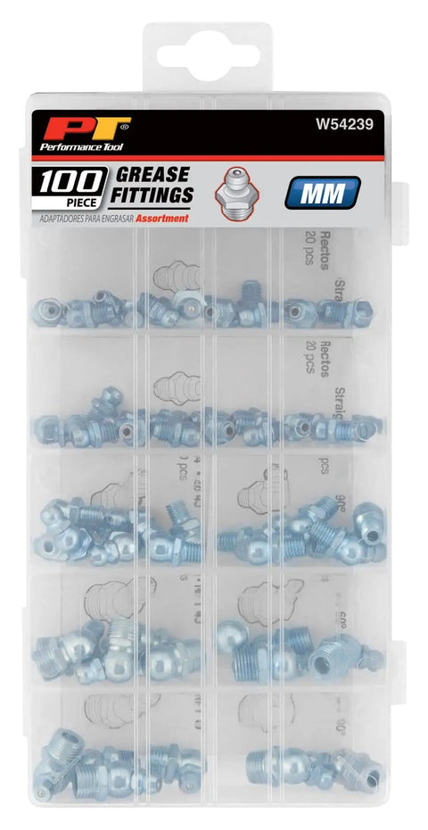 Pro Grade Metric Grease Fitting Kit 88 Pieces Assortment with 6mm 8mm 10mm zinc plated steel organizer for auto shop use