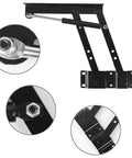 Heavy Duty Two Piece Lift Up Coffee Table Mechanism With Smooth Gas Spring Hinge Support Bracket showing components and mounting details.
