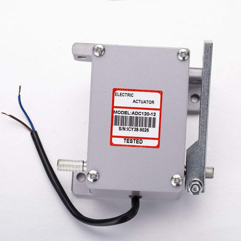 12V/24V ADC120 Electronic Actuator Rotary Servo with Proportional Torque shown with model label and wires, ideal for small carburetor pumps
