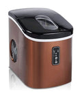Heavy Hitter Countertop Ice Maker Churning Out Sixteen Kilos Daily With Nine Ice Cubes Ready In Just Thirteen Minutes Auto Self Cleaning Compact Design Includes Scoop And Basket in sleek copper finish.